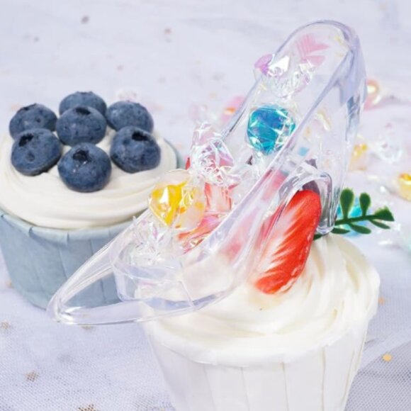 ZYFLSQ 4 Pieces Mini Plastic Cinderella Slippers 3.5 Inch Glass Heels Princess - Picture 3 of 4